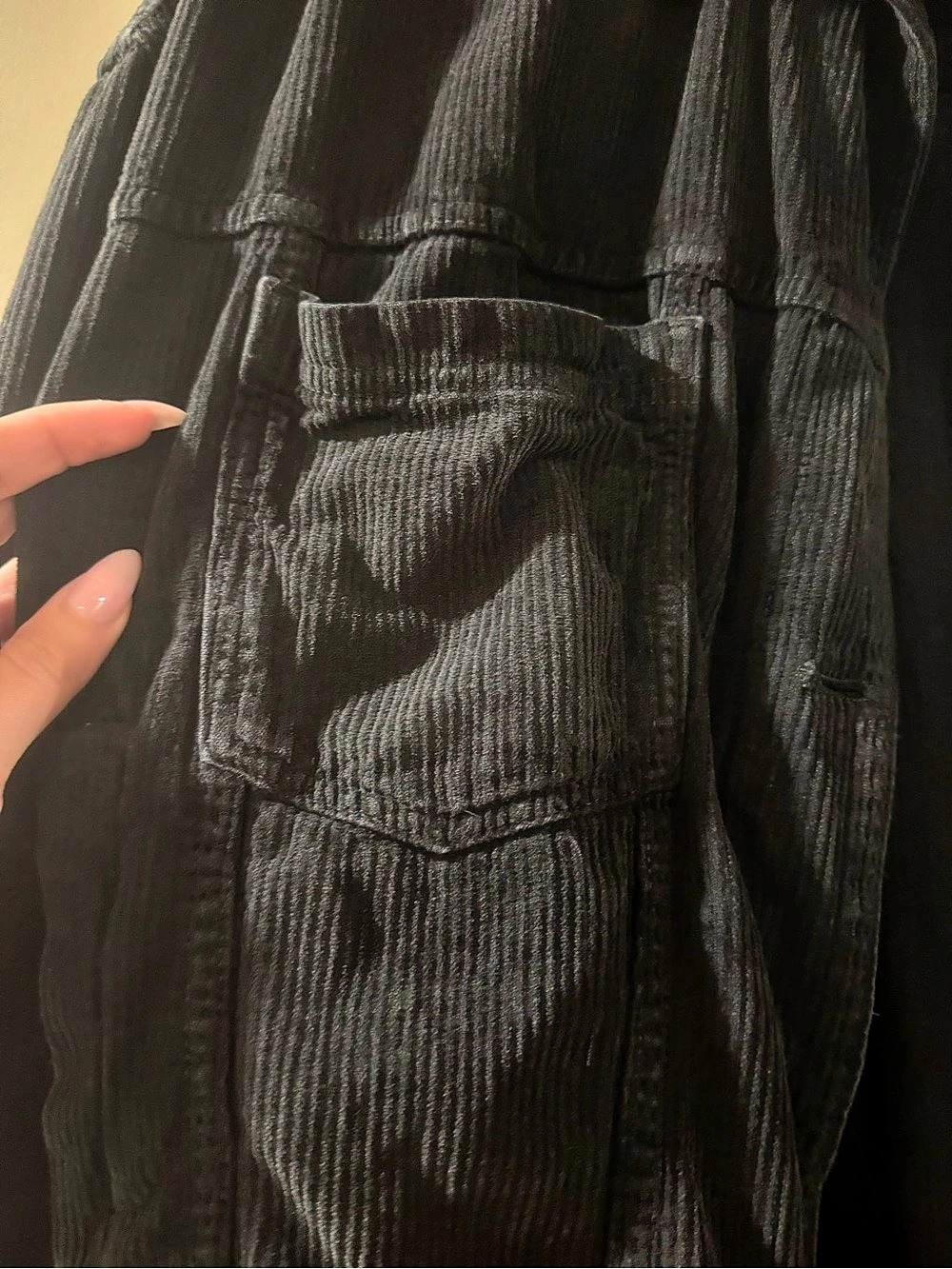 We The Free Opal Swing Corduroy Utility Jacket in Washed Black - Size Medium - Picture 11 of 16